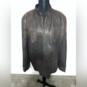 Alfani Dark Brown Leather Snakeskin Embossed Leather Jacket Size 3X